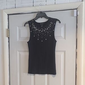 Black Embellished Sleeveless Top
